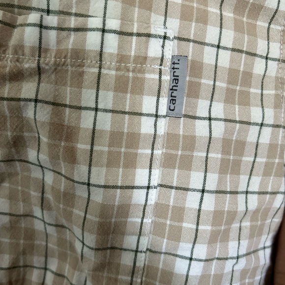 Carhartt Men's Tan Plaid Button Down Shirt - Picture 3 of 4